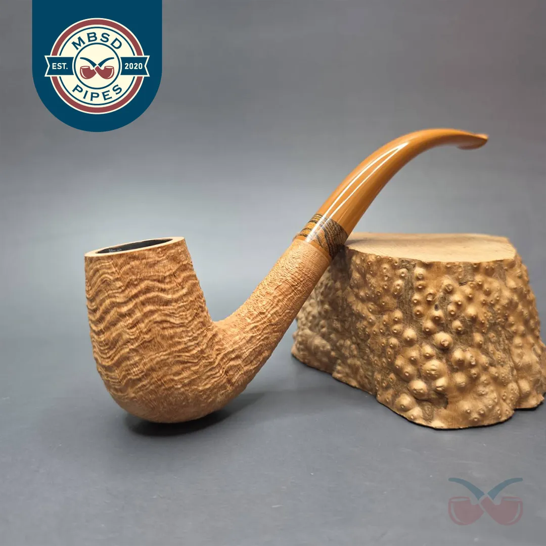 Pipe Tristan Natural Sandblasted "LC" Bent Billiard with Bocote (New)