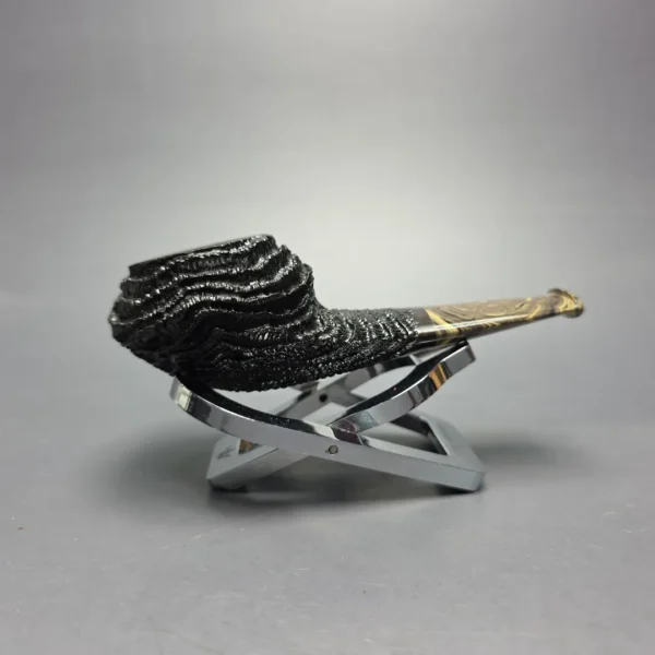 Walt Cannoy Cardinal House Munn Partially Rusticated Pocket Eskimo Handmade Briar Pipe, New - Image 12