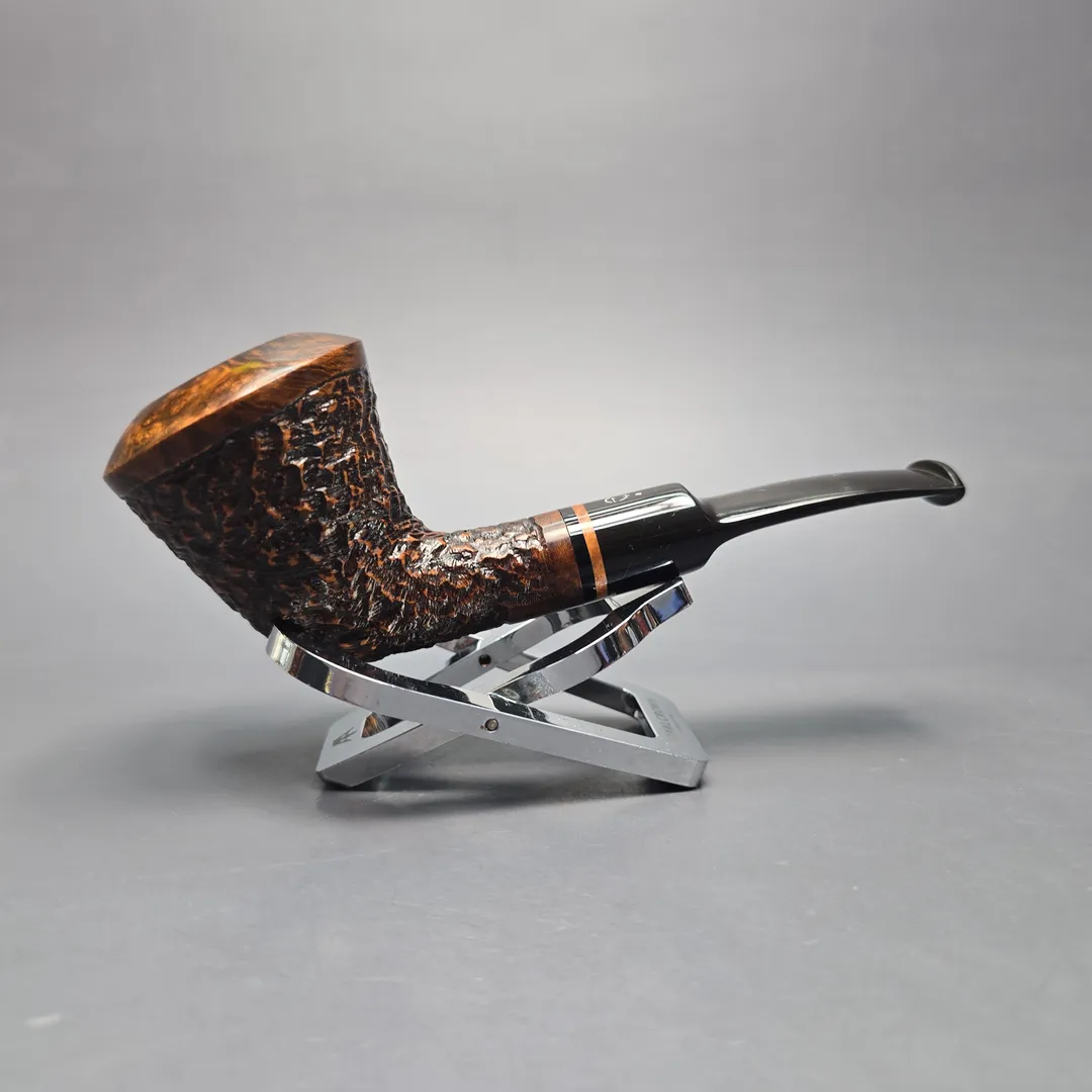 Jirsa 65 Partially Rusticated Stack Dublin Estate Briar Pipe, Unsmoked - Image 2