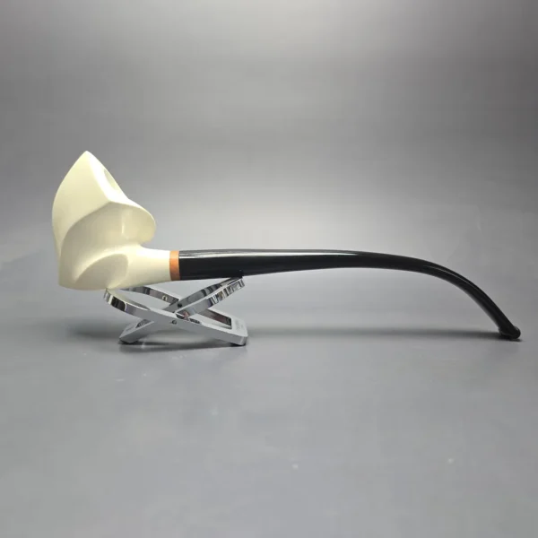 MBSD Meerschaum Deluxe Smooth Churchwarden Freehand Block Meerschaum Pipe, Briar-Mortise, New - Image 3