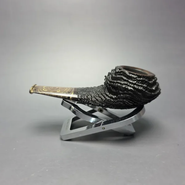 Walt Cannoy Cardinal House Munn Partially Rusticated Pocket Eskimo Handmade Briar Pipe, New - Image 9
