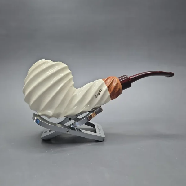 MBSD Meerschaum Premier by Bay Pipes Spiral Brandy w/ Case & Tamper Block Meerschaum Pipe, New - Image 5