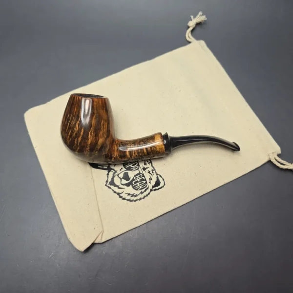 Papa Bear Pipes by Tim Beaumont Smooth Brandy w/ Lacewood Handmade Briar Pipe, New - Image 15
