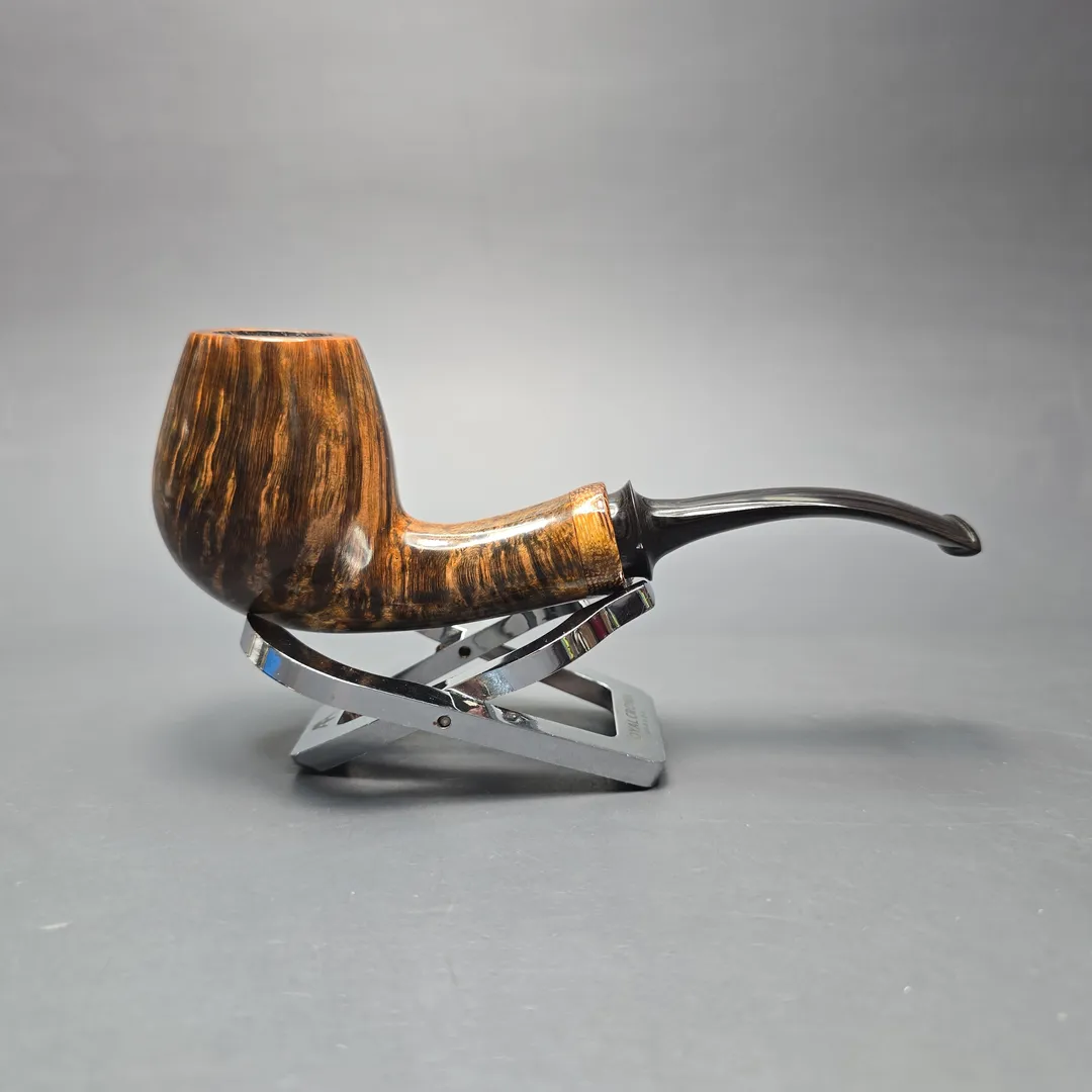 Papa Bear Pipes by Tim Beaumont Smooth Brandy w/ Lacewood Handmade Briar Pipe, New - Image 2