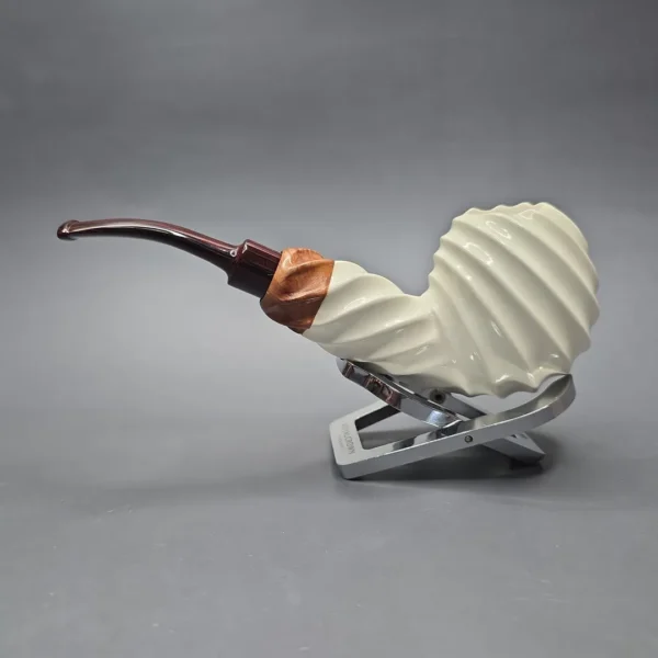 MBSD Meerschaum Premier by Bay Pipes Spiral Brandy w/ Case & Tamper Block Meerschaum Pipe, New - Image 7