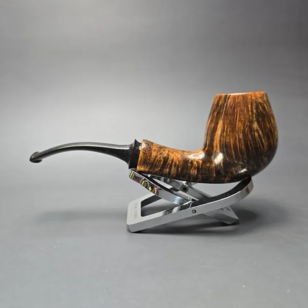 Papa Bear Pipes by Tim Beaumont Smooth Brandy w/ Lacewood Handmade Briar Pipe, New - Image 4