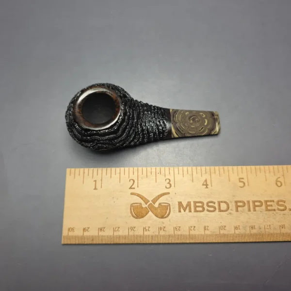 Walt Cannoy Cardinal House Munn Partially Rusticated Pocket Eskimo Handmade Briar Pipe, New - Image 3