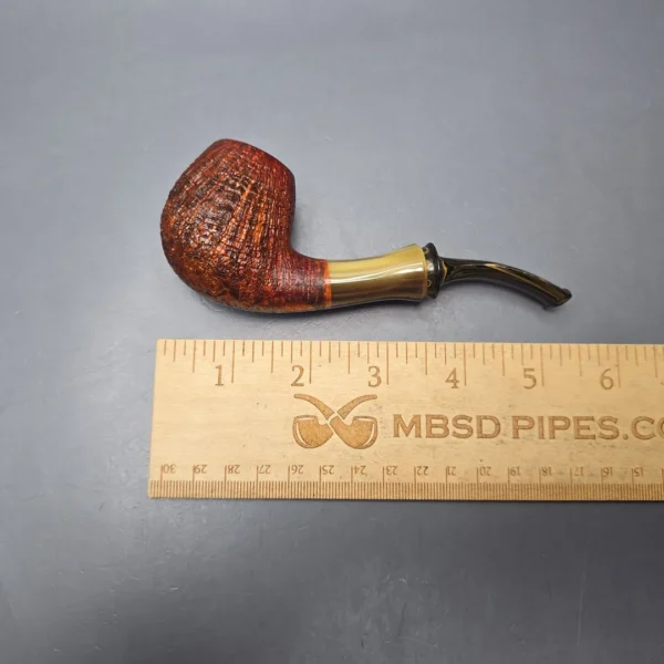 Papa Bear's Pipes by Tim Beaumont Sandblasted Brandy w/ Horn Handmade Briar Pipe, New - Image 12