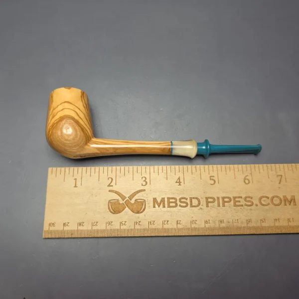 Brentegani Smooth Olivewood Lovat w/ Horn Handmade Pipe, New - Image 13