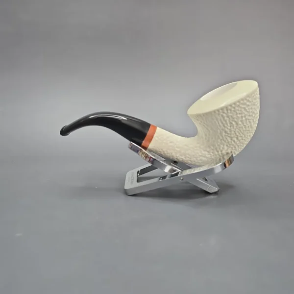 MBSD Meerschaum Deluxe Partially Rusticated Calabash Calabash Block Meerschaum Pipe, Briar-Mortise, New - Image 5