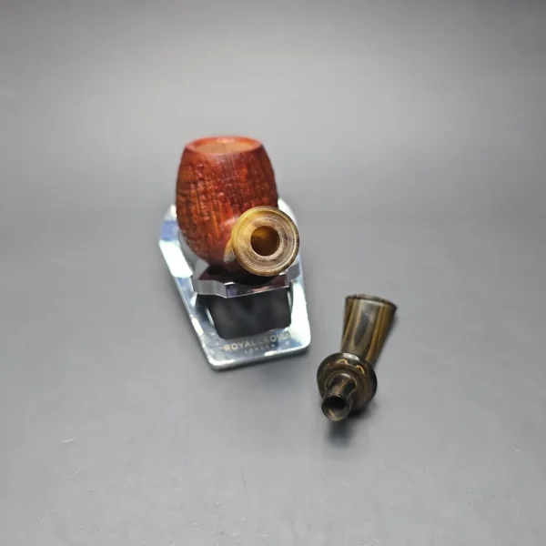 Papa Bear's Pipes by Tim Beaumont Sandblasted Brandy w/ Horn Handmade Briar Pipe, New - Image 14