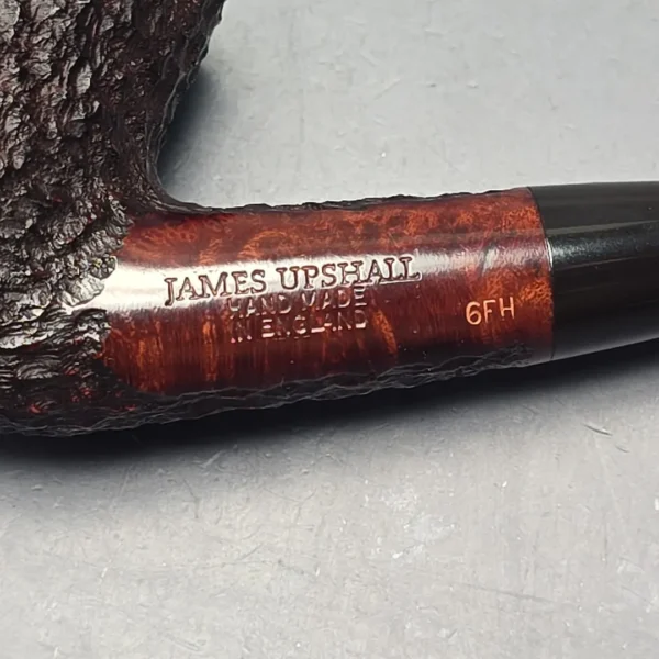 James Upshall Bark Group 6 Partially Rusticated Bent Billiard Estate Briar Pipe, Unsmoked - Image 11
