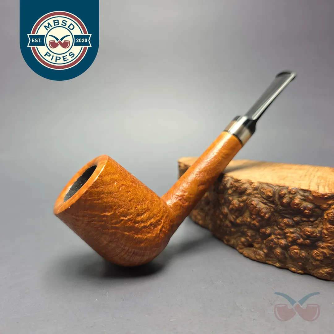 Brentegani Partially Sandblasted Lovat w/ Horn Handmade Briar Pipe, New