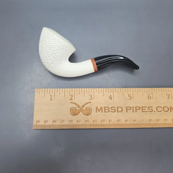 MBSD Meerschaum Deluxe Partially Rusticated Calabash Calabash Block Meerschaum Pipe, Briar-Mortise, New - Image 12