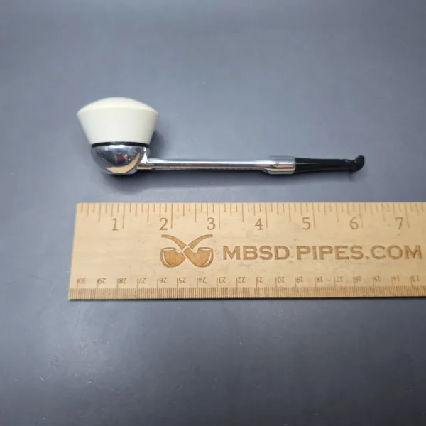 Falcon Chrome Dental w/ MBSD Meerschaum Rhodesian Block Meerschaum Bowl Pipe, New - Image 11