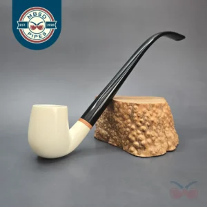 MBSD Meerschaum Deluxe Smooth Churchwarden Block Meerschaum Pipe, Briar-Mortise, New