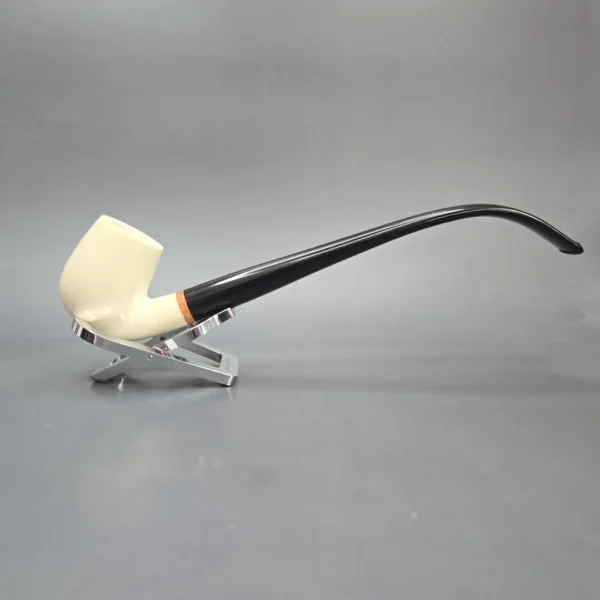 MBSD Meerschaum Deluxe Smooth Churchwarden Block Meerschaum Pipe, Briar-Mortise, New - Image 3