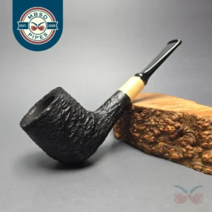 MBSD Briars by Piero Vitale Black Rusticated Billiard w/ Boxwood, Briar Pipe, New