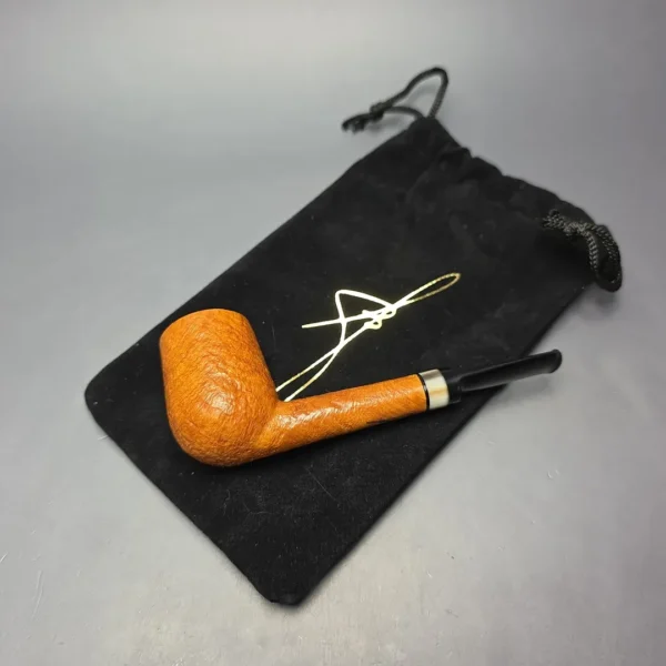 Brentegani Partially Sandblasted Lovat w/ Horn Handmade Briar Pipe, New - Image 14