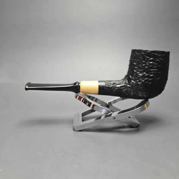 MBSD Briars by Piero Vitale Black Rusticated Billiard w/ Boxwood, Briar Pipe, New - Image 4