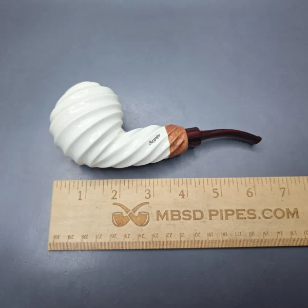 MBSD Meerschaum Premier by Bay Pipes Spiral Brandy w/ Case & Tamper Block Meerschaum Pipe, New - Image 12