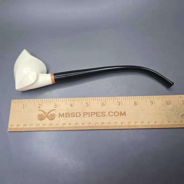 MBSD Meerschaum Deluxe Smooth Churchwarden Freehand Block Meerschaum Pipe, Briar-Mortise, New - Image 12