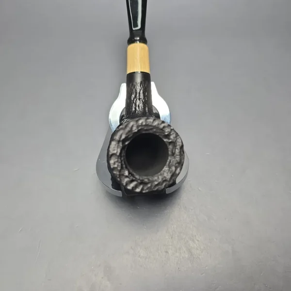 MBSD Briars by Piero Vitale Black Rusticated Billiard w/ Boxwood, Briar Pipe, New - Image 7
