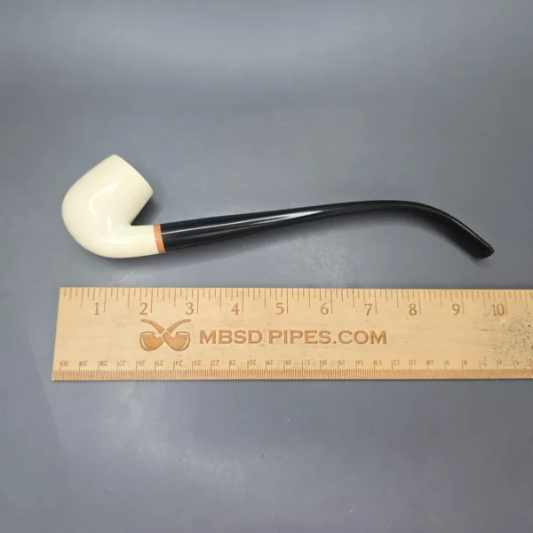 MBSD Meerschaum Deluxe Smooth Churchwarden Block Meerschaum Pipe, Briar-Mortise, New - Image 12