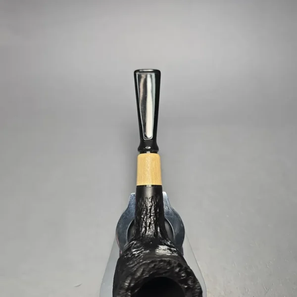 MBSD Briars by Piero Vitale Black Rusticated Billiard w/ Boxwood, Briar Pipe, New - Image 8