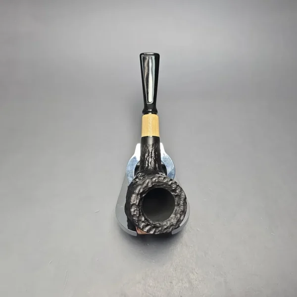MBSD Briars by Piero Vitale Black Rusticated Billiard w/ Boxwood, Briar Pipe, New - Image 9