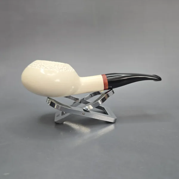 MBSD Meerschaum Deluxe Partially Rusticated Author Block Meerschaum Pipe, Briar-Mortise, New - Image 3