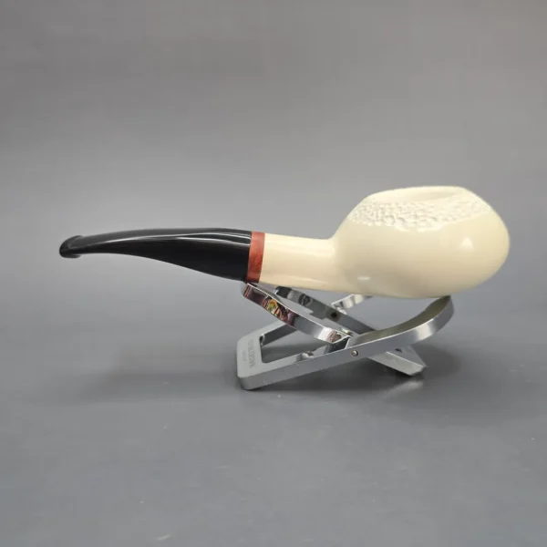 MBSD Meerschaum Deluxe Partially Rusticated Author Block Meerschaum Pipe, Briar-Mortise, New - Image 5