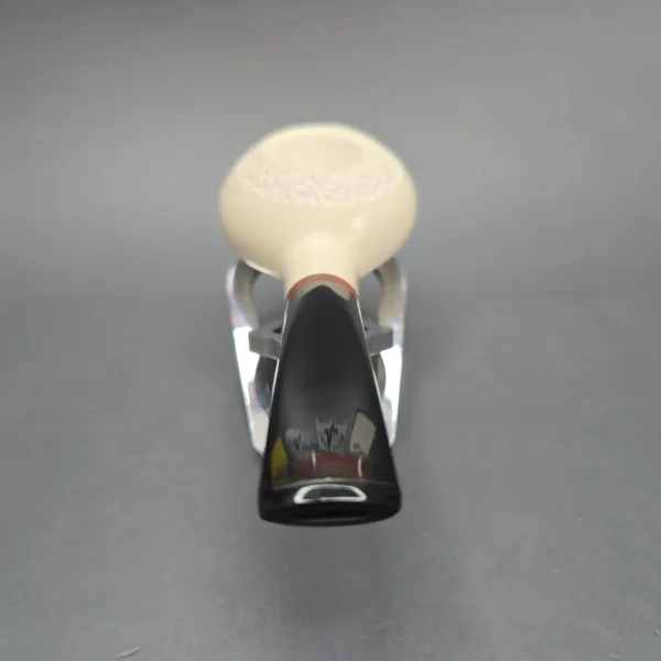 MBSD Meerschaum Deluxe Partially Rusticated Author Block Meerschaum Pipe, Briar-Mortise, New - Image 6