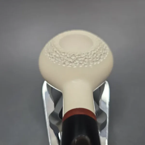 MBSD Meerschaum Deluxe Partially Rusticated Author Block Meerschaum Pipe, Briar-Mortise, New - Image 7