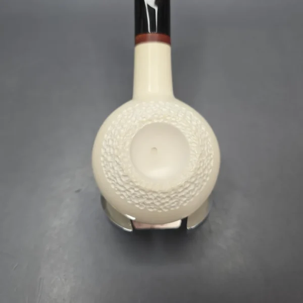 MBSD Meerschaum Deluxe Partially Rusticated Author Block Meerschaum Pipe, Briar-Mortise, New - Image 8