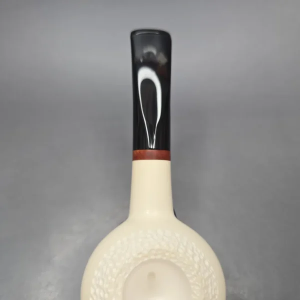 MBSD Meerschaum Deluxe Partially Rusticated Author Block Meerschaum Pipe, Briar-Mortise, New - Image 9