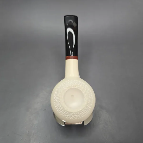 MBSD Meerschaum Deluxe Partially Rusticated Author Block Meerschaum Pipe, Briar-Mortise, New - Image 10