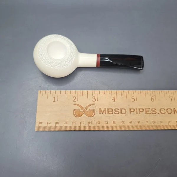 MBSD Meerschaum Deluxe Partially Rusticated Author Block Meerschaum Pipe, Briar-Mortise, New - Image 12