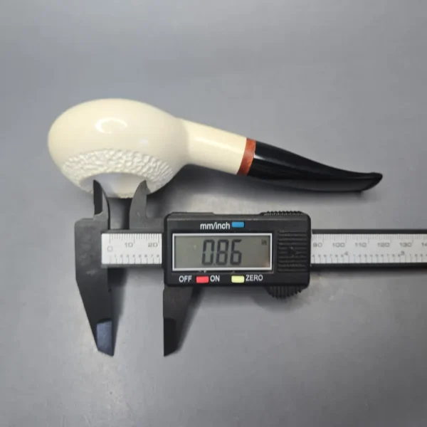 MBSD Meerschaum Deluxe Partially Rusticated Author Block Meerschaum Pipe, Briar-Mortise, New - Image 14