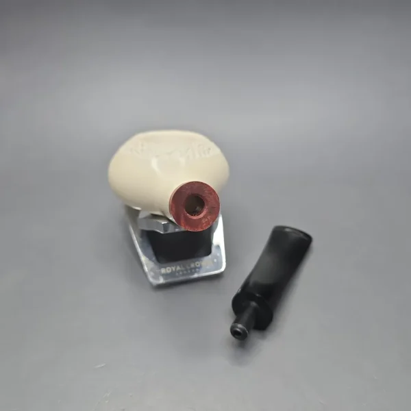 MBSD Meerschaum Deluxe Partially Rusticated Author Block Meerschaum Pipe, Briar-Mortise, New - Image 15