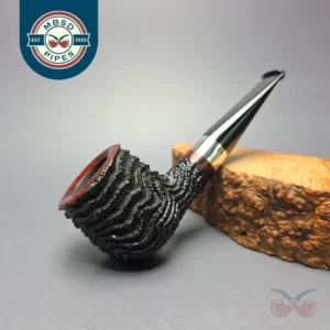 Walt Cannoy Cardinal House Morton Partially Rusticated Billiard w/ Silver Handmade Briar Pipe, New