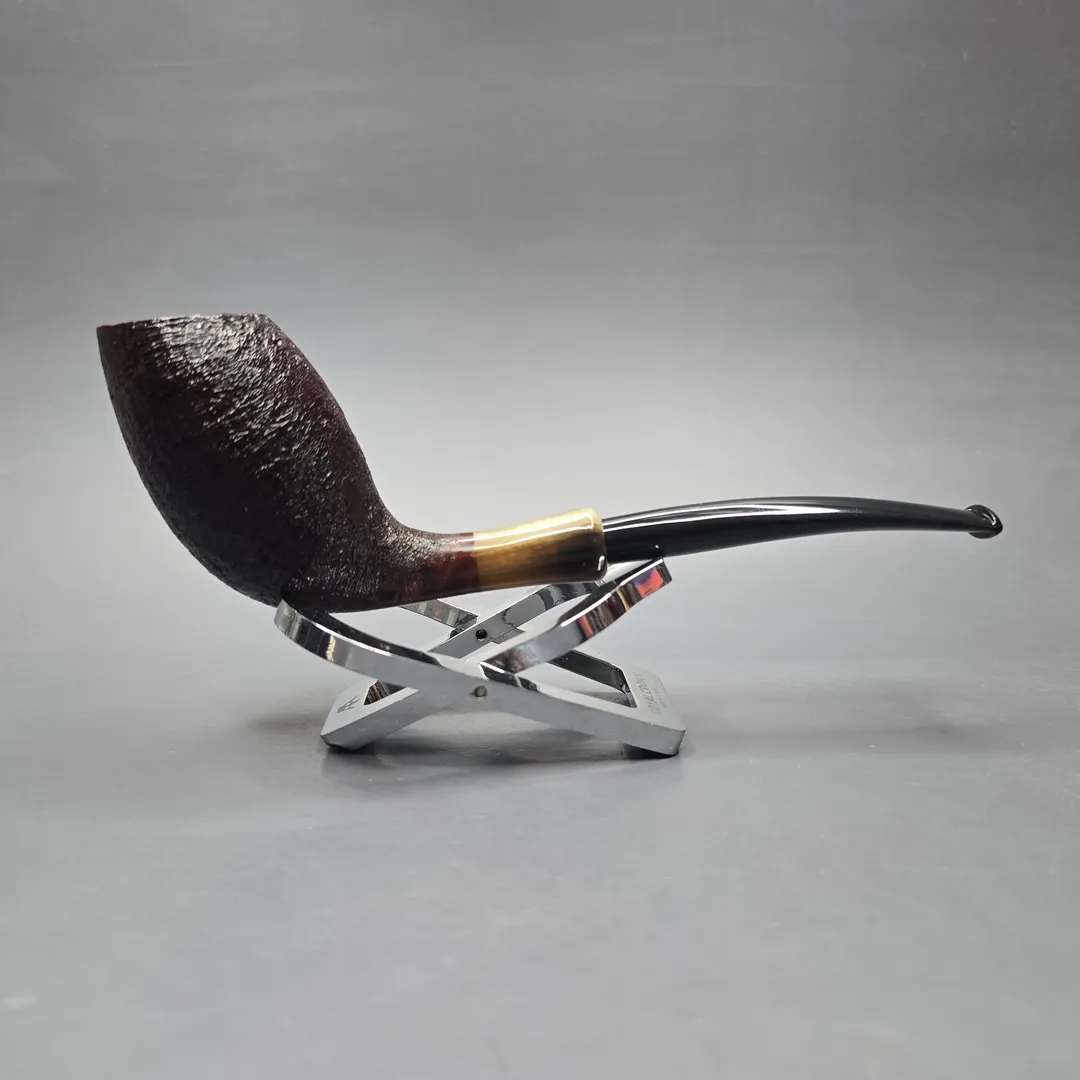 MBSD Briars Modern Masters 3 Sandblasted Tulip w/ Faux Horn Handmade Briar Pipe, New - Image 2
