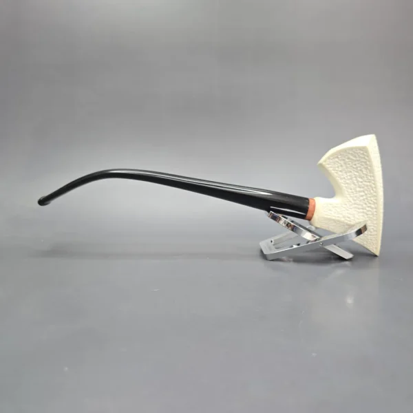 MBSD Meerschaum Deluxe Rusticated Churchwarden Freehand Block Meerschaum Pipe, Briar-Mortise, New - Image 4