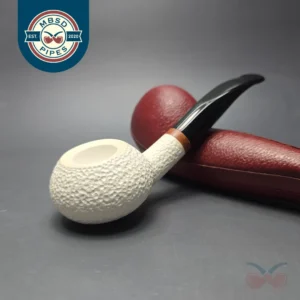 MBSD Meerschaum Deluxe Rusticated Author Block Meerschaum Pipe, Briar-Mortise, New