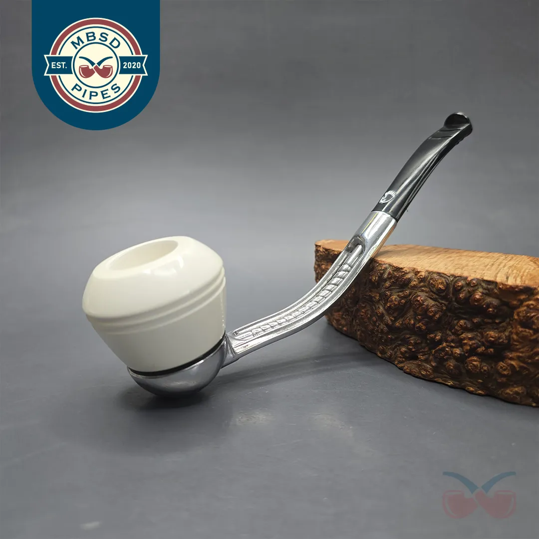 Falcon Bent Dental w/ MBSD Meerschaum Rhodesian Block Meerschaum Bowl Pipe, New