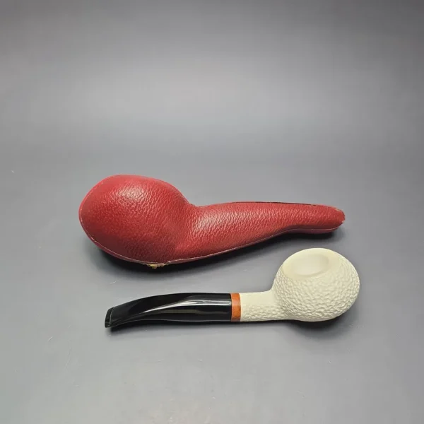 MBSD Meerschaum Deluxe Rusticated Author Block Meerschaum Pipe, Briar-Mortise, New - Image 3