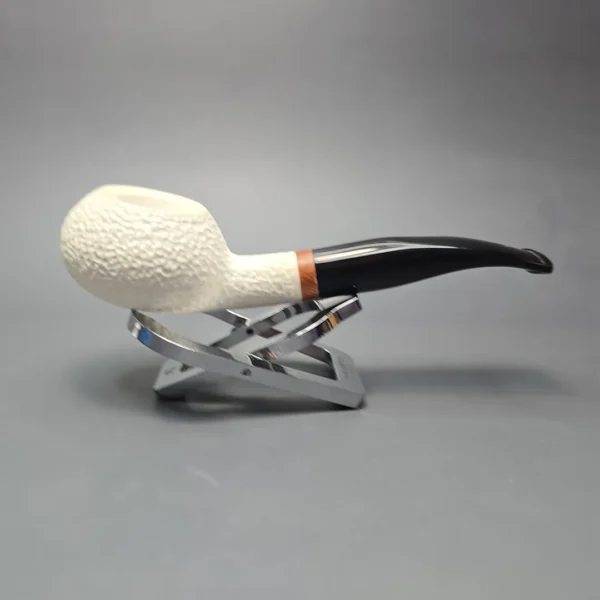 MBSD Meerschaum Deluxe Rusticated Author Block Meerschaum Pipe, Briar-Mortise, New - Image 4