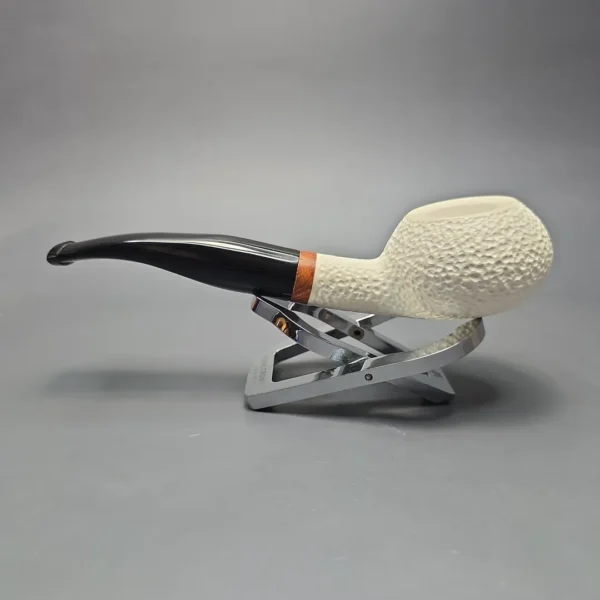 MBSD Meerschaum Deluxe Rusticated Author Block Meerschaum Pipe, Briar-Mortise, New - Image 6