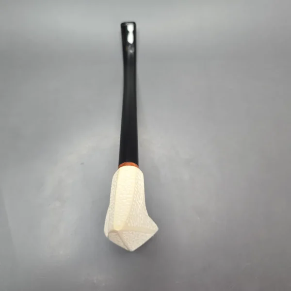 MBSD Meerschaum Deluxe Rusticated Churchwarden Freehand Block Meerschaum Pipe, Briar-Mortise, New - Image 10