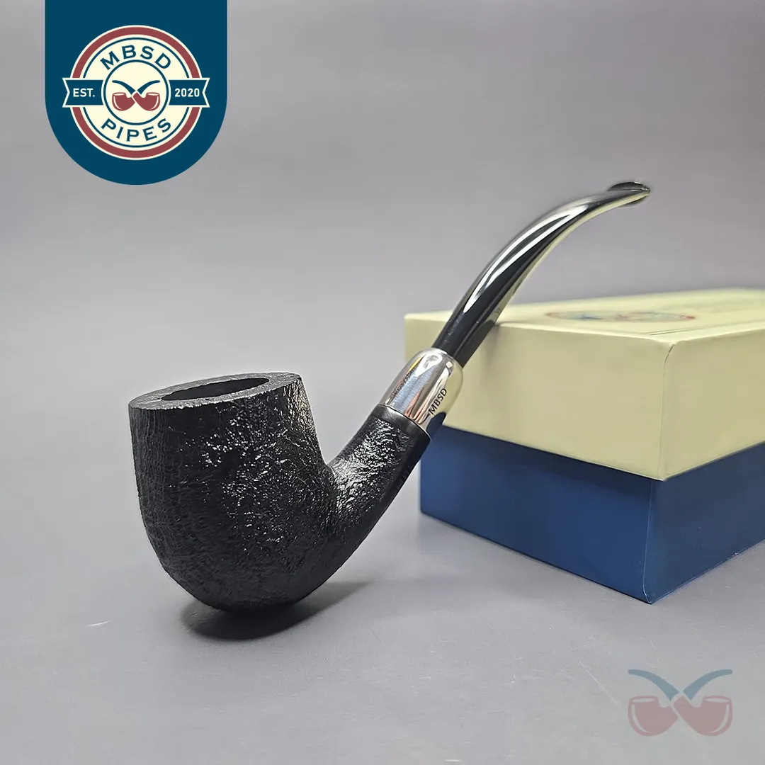 MBSD Briars Timeless Traditions 2 Sandblasted Bent Billiard with Silver (New)